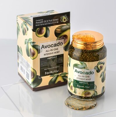 Многофункциональная сыворотка для лица с авокадо FarmStay Avocado All In One Intensive Moist Ampoule 250 ml.