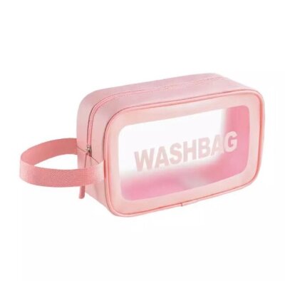 Косметичка прозрачная водонепроницаемая Washbag розовая