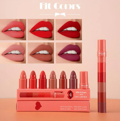 Набор матовых бархатных помад Fit Colors 6 In 1 Lipstick
