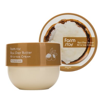 Питательный крем-баттер с маслом ши для лица и тела FARMSTAY Real Shea Butter All-in-One Cream 300 ml